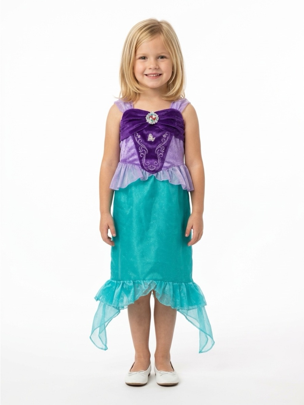 Disney Jakks Pacific Ariel Costume Dress Glitter Velvet Purple Teal 4-6X